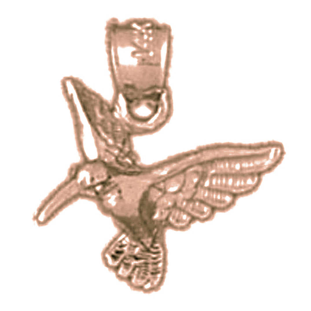 14K or 18K Gold 3D Hummingbird Pendant