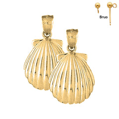 Muschelohrringe aus Sterlingsilber, 33 mm, (weiß- oder gelbvergoldet)