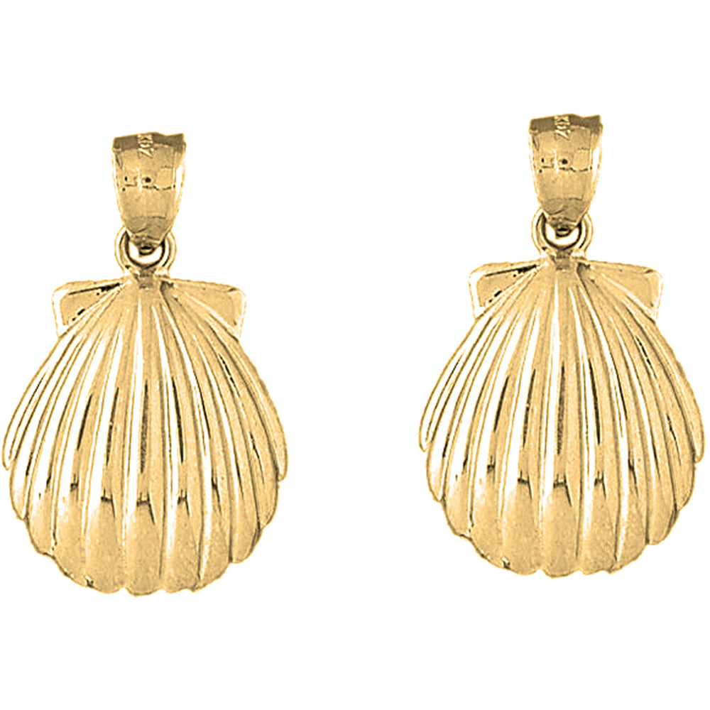 14K or 18K Gold 33mm Shell Earrings