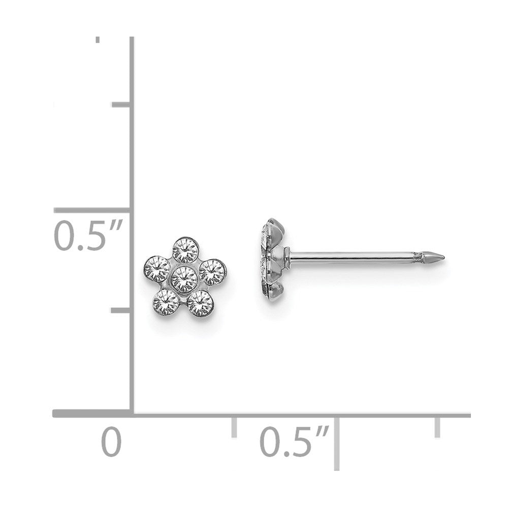 Inverness 14K White Gold Clear Crystal Flower Earrings