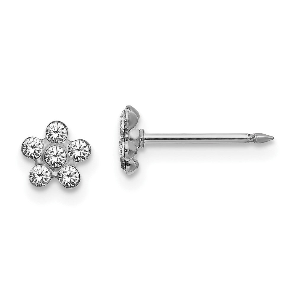Inverness 14K White Gold Clear Crystal Flower Earrings
