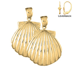 Sterling Silver 38mm Shell Earrings (White or Yellow Gold Plated)