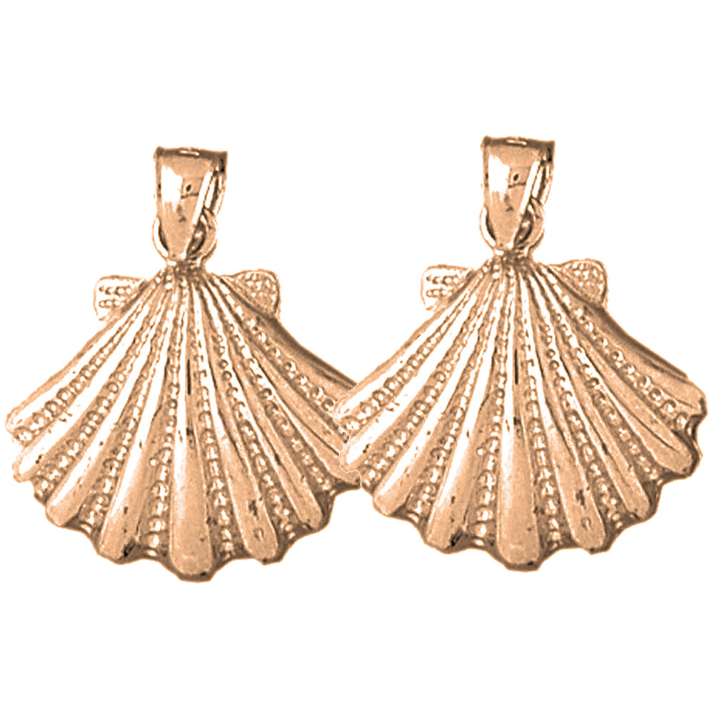 14K or 18K Gold 24mm Shell Earrings