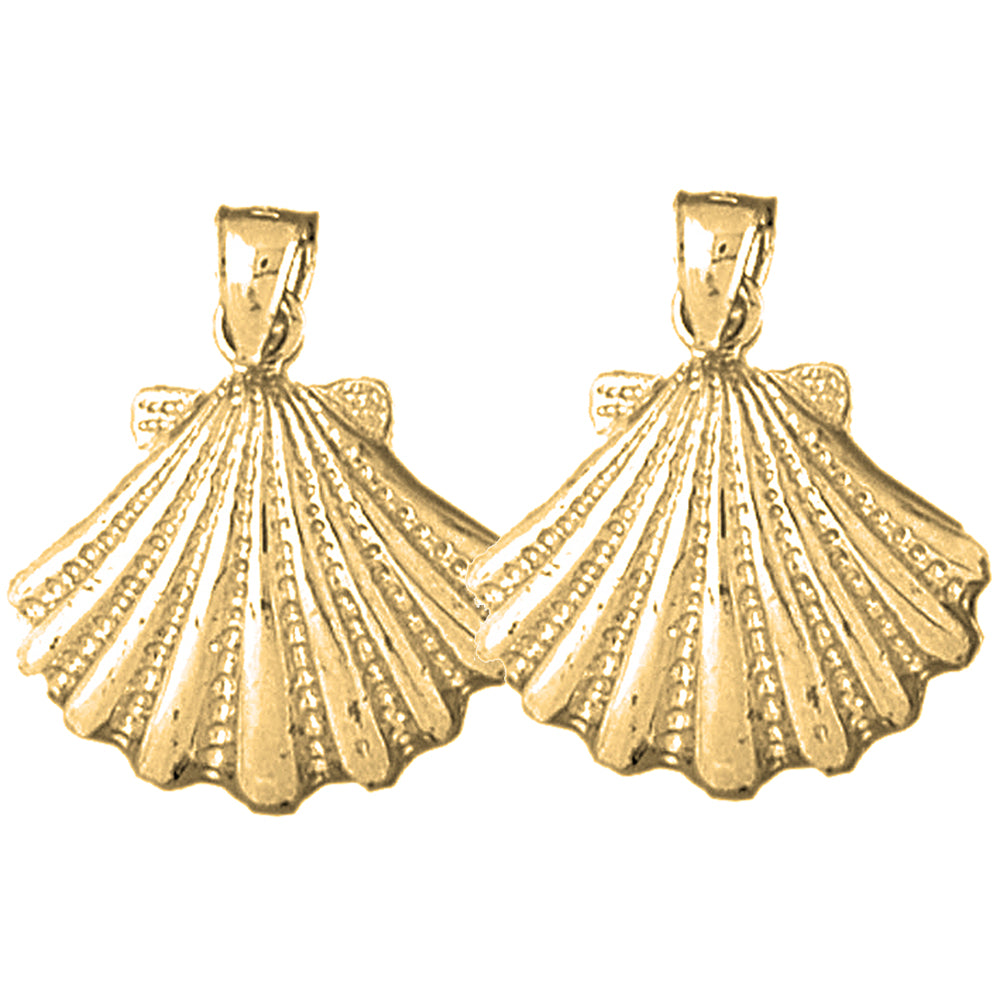 Yellow Gold-plated Silver 24mm Shell Earrings