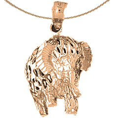 10K, 14K or 18K Gold Elephant Pendant