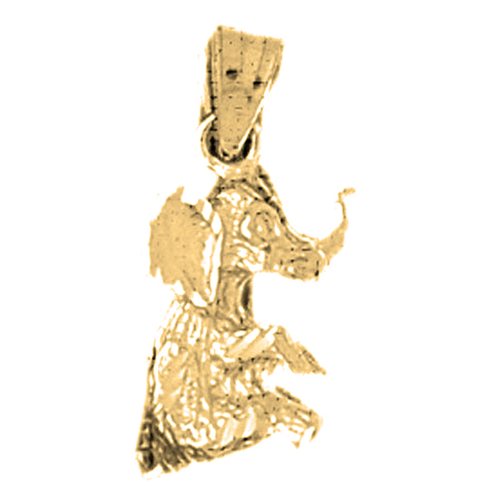 10K, 14K or 18K Gold 3D Elephant Pendant