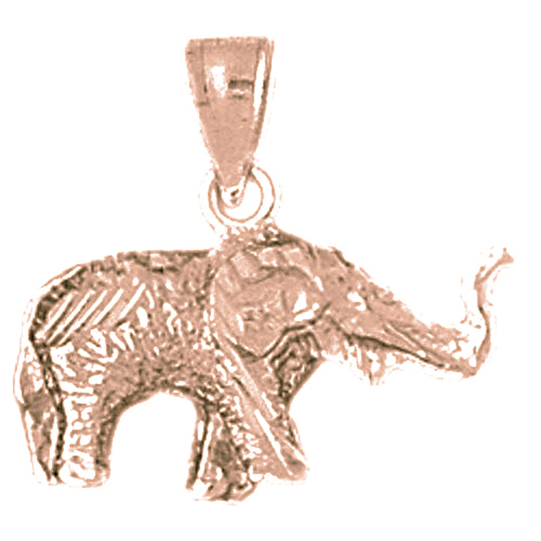 10K, 14K or 18K Gold 3D Elephant Pendant