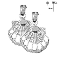 Muschelohrringe aus Sterlingsilber, 22 mm, (weiß- oder gelbvergoldet)