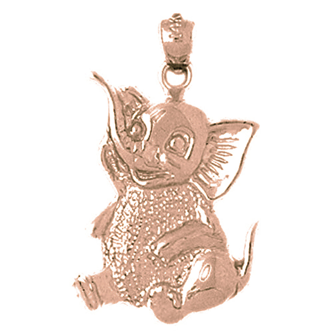 10K, 14K or 18K Gold Elephant Pendant
