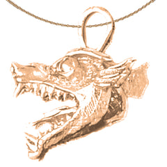 10K, 14K or 18K Gold Dragon Head Pendant