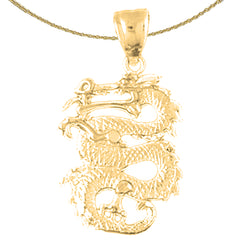 10K, 14K or 18K Gold 3D Dragon Pendant