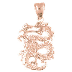 10K, 14K or 18K Gold 3D Dragon Pendant