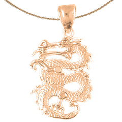 10K, 14K or 18K Gold 3D Dragon Pendant