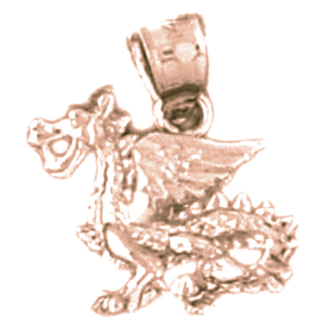 10K, 14K or 18K Gold 3D Dragon Pendant
