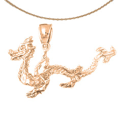 10K, 14K or 18K Gold 3D Dragon Pendant