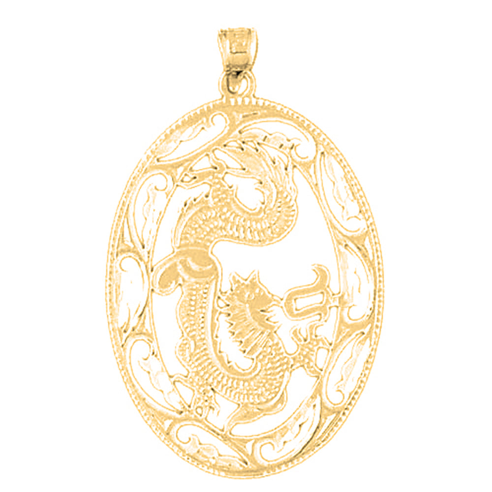 10K, 14K or 18K Gold Dragon Pendant