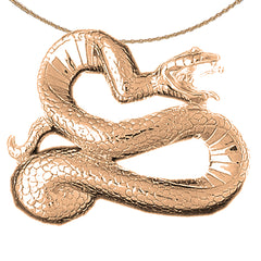 10K, 14K or 18K Gold Rattle Snake Pendant