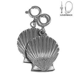 Muschelohrringe aus Sterlingsilber, 24 mm, (weiß- oder gelbvergoldet)