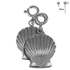 Muschelohrringe aus Sterlingsilber, 24 mm, (weiß- oder gelbvergoldet)