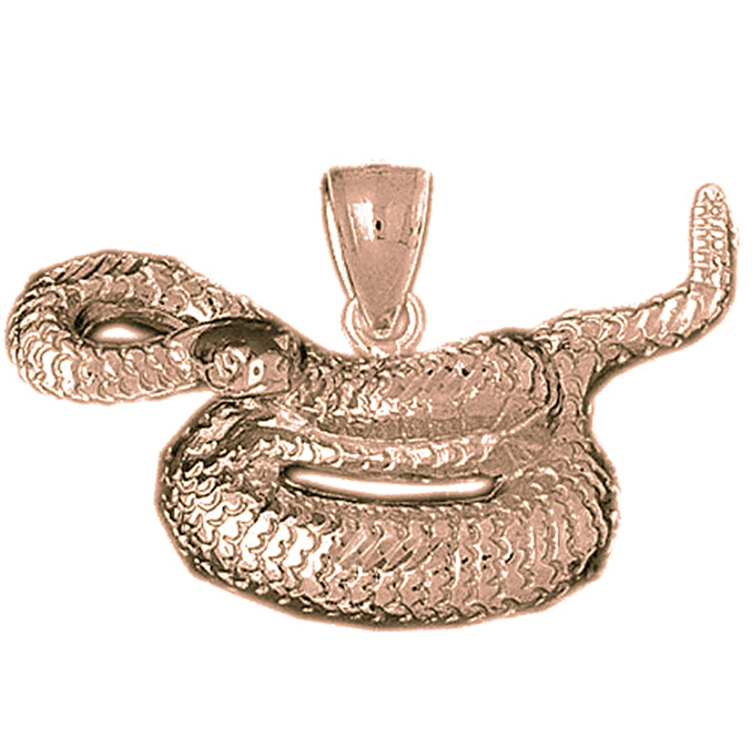 10K, 14K or 18K Gold Rattle Snake Pendant