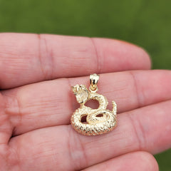 10K, 14K or 18K Gold Rattle Snake Pendant