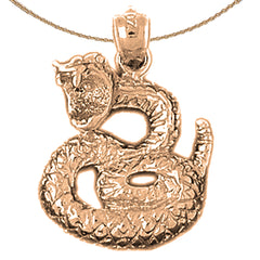 10K, 14K or 18K Gold Rattle Snake Pendant