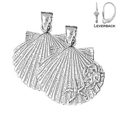 Muschelohrringe aus Sterlingsilber, 26 mm, (weiß- oder gelbvergoldet)