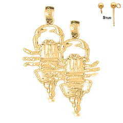 Sterling Silver 33mm Scorpion Earrings (White or Yellow Gold Plated)