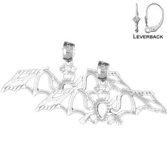 Sterling Silver 12mm Bat Earrings (White or Yellow Gold Plated)