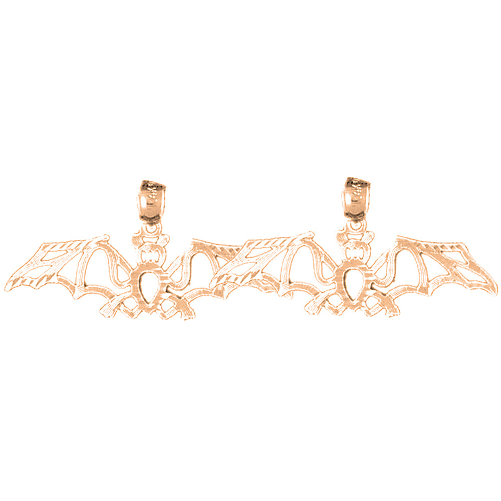 14K or 18K Gold 12mm Bat Earrings