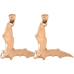 14K or 18K Gold 32mm Bat Earrings