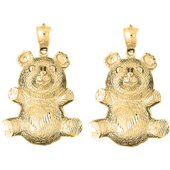 14K or 18K Gold 38mm Teddy Bear Earrings