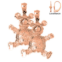 14K or 18K Gold Teddy Bear Earrings