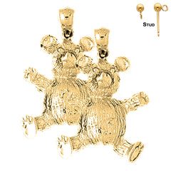 14K or 18K Gold Teddy Bear Earrings