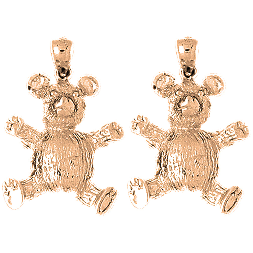 14K or 18K Gold 28mm Teddy Bear Earrings