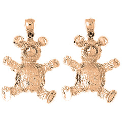 14K or 18K Gold 28mm Teddy Bear Earrings