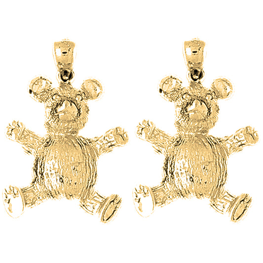 14K or 18K Gold 28mm Teddy Bear Earrings