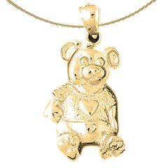 Colgante de osito de oro de 10K, 14K o 18K