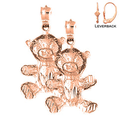 14K or 18K Gold Teddy Bear Earrings