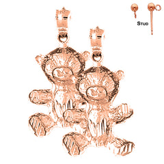 14K or 18K Gold Teddy Bear Earrings