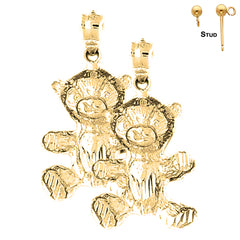 14K or 18K Gold Teddy Bear Earrings