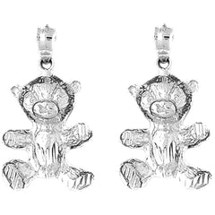 Sterling Silver 29mm Teddy Bear Earrings