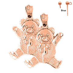 14K or 18K Gold Teddy Bear Earrings
