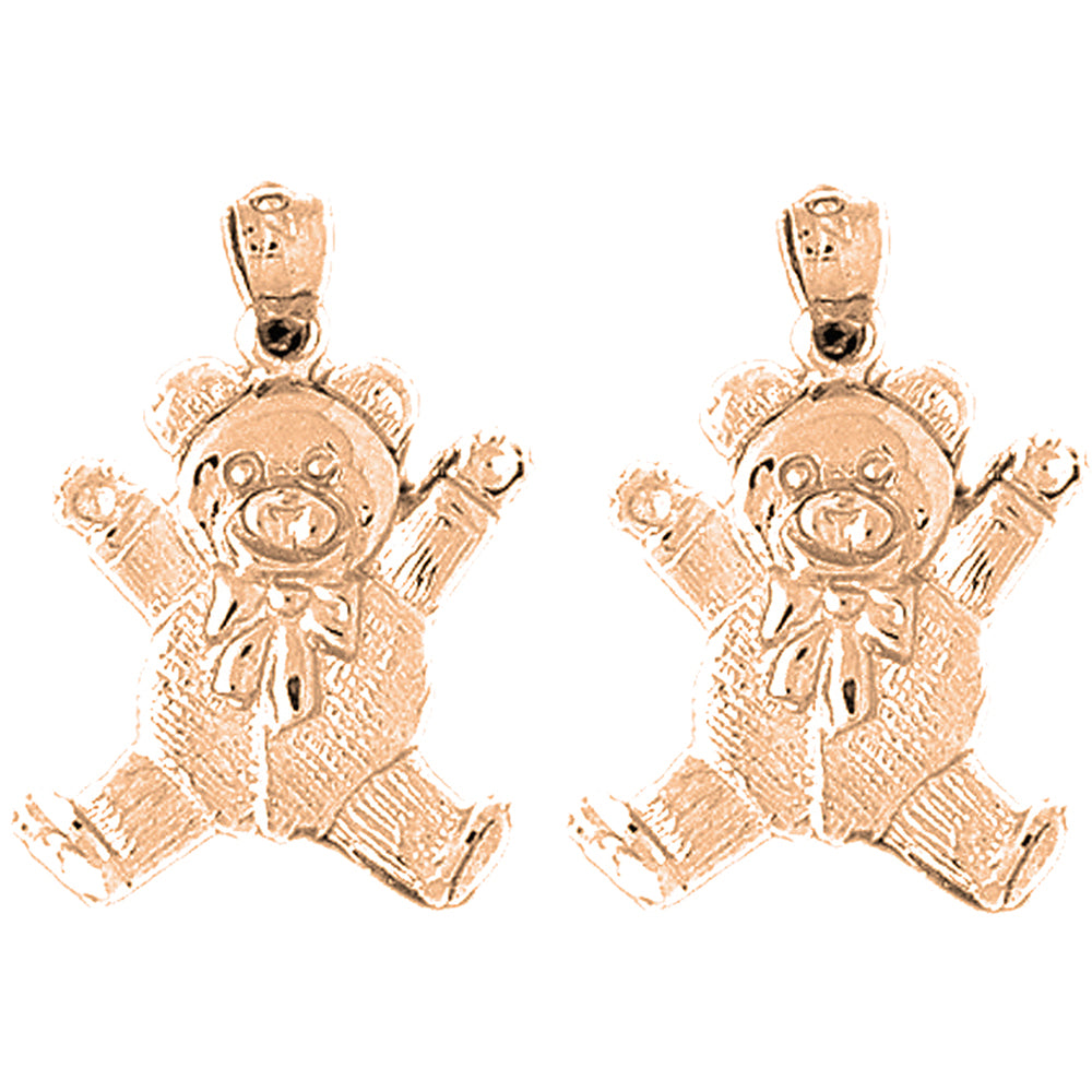 14K or 18K Gold 24mm Teddy Bear Earrings