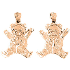 14K or 18K Gold 24mm Teddy Bear Earrings