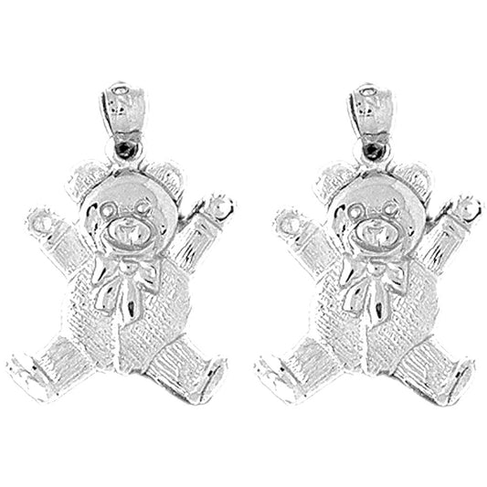 Sterling Silver 24mm Teddy Bear Earrings