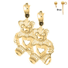 14K or 18K Gold Teddy Bear Earrings