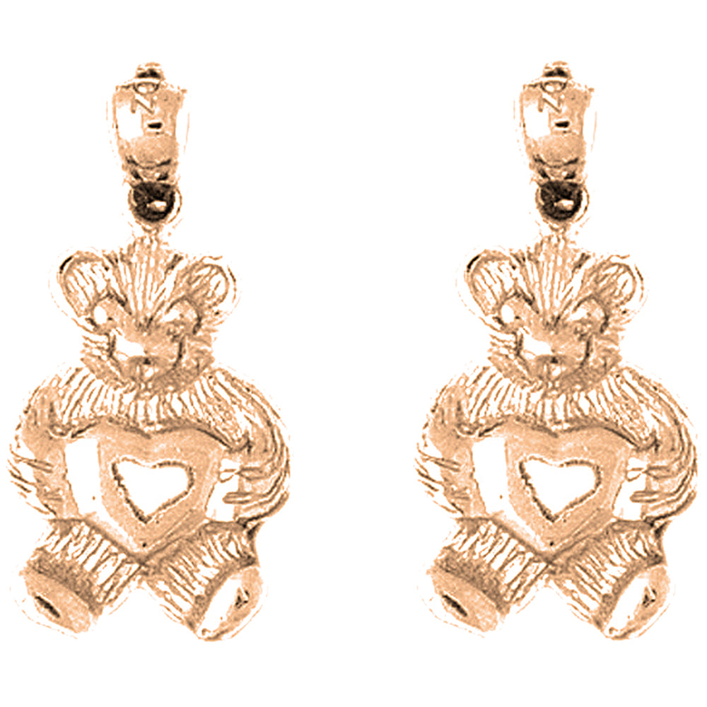 14K or 18K Gold 25mm Teddy Bear Earrings