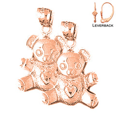 14K or 18K Gold Teddy Bear Earrings