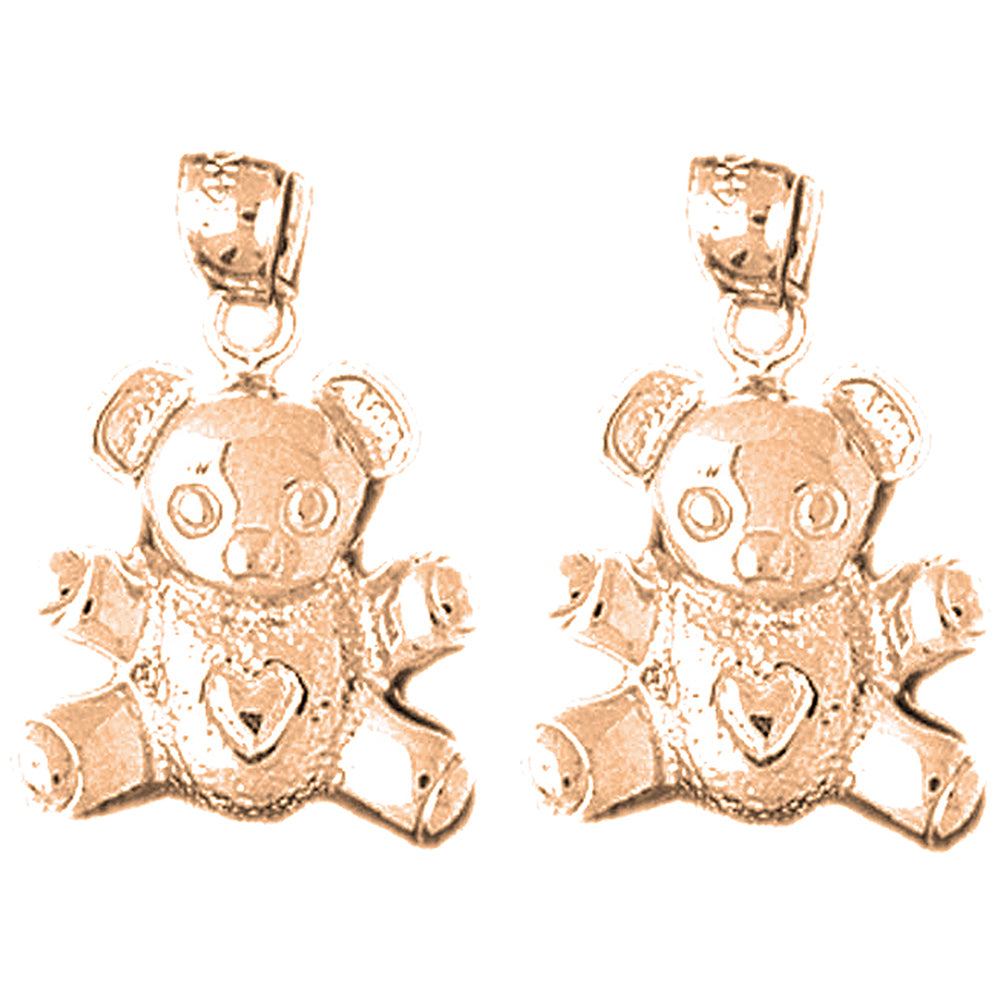 14K or 18K Gold 20mm Teddy Bear Earrings